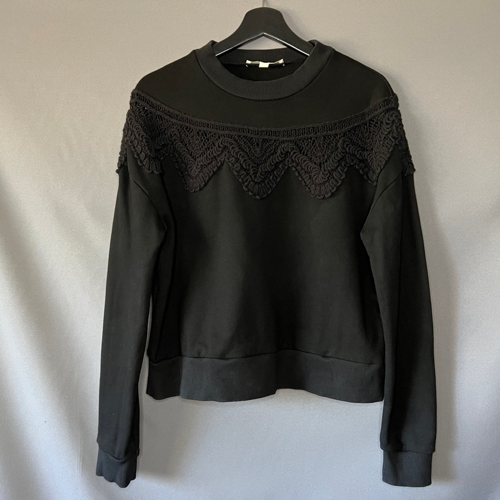 Jonathan Simkhai 100% cotton Embroidered Trim black sweater medium grandpacore